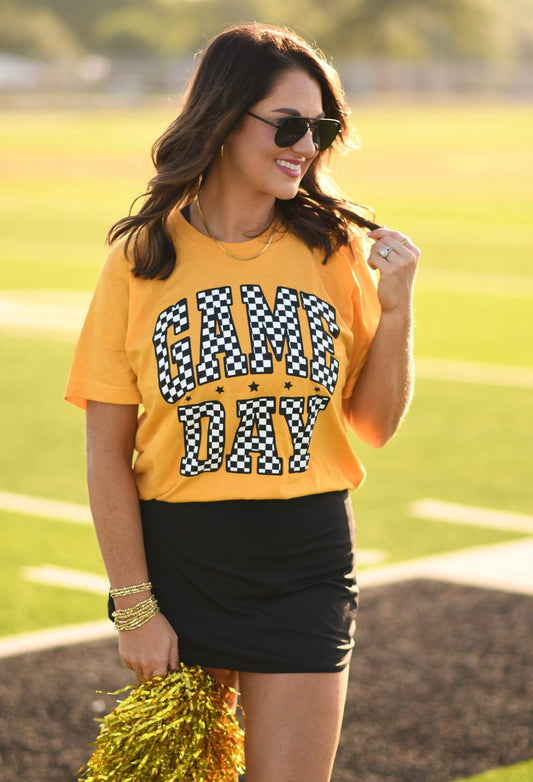 RTS Gold Checkered Game Day Tee