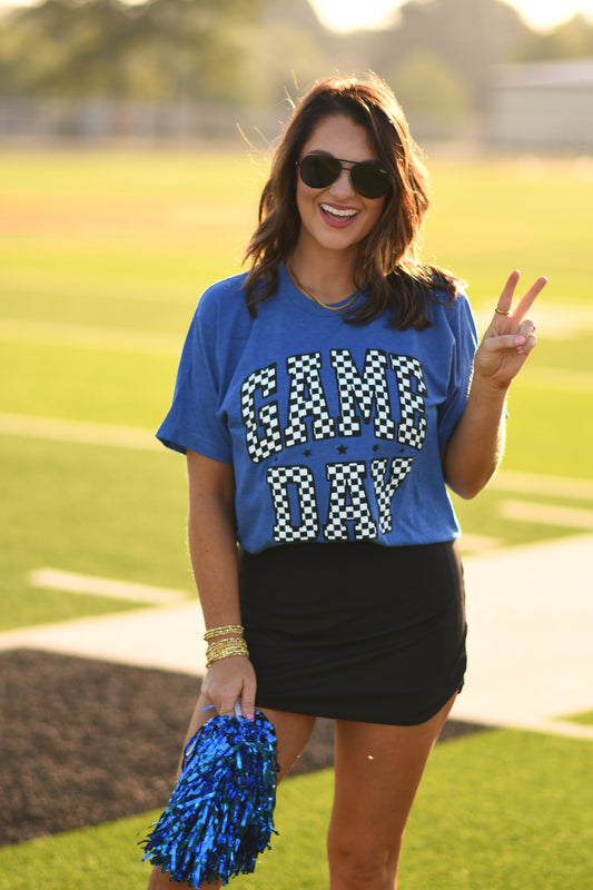 RTS Royal Blue Checkered Game Day Tee