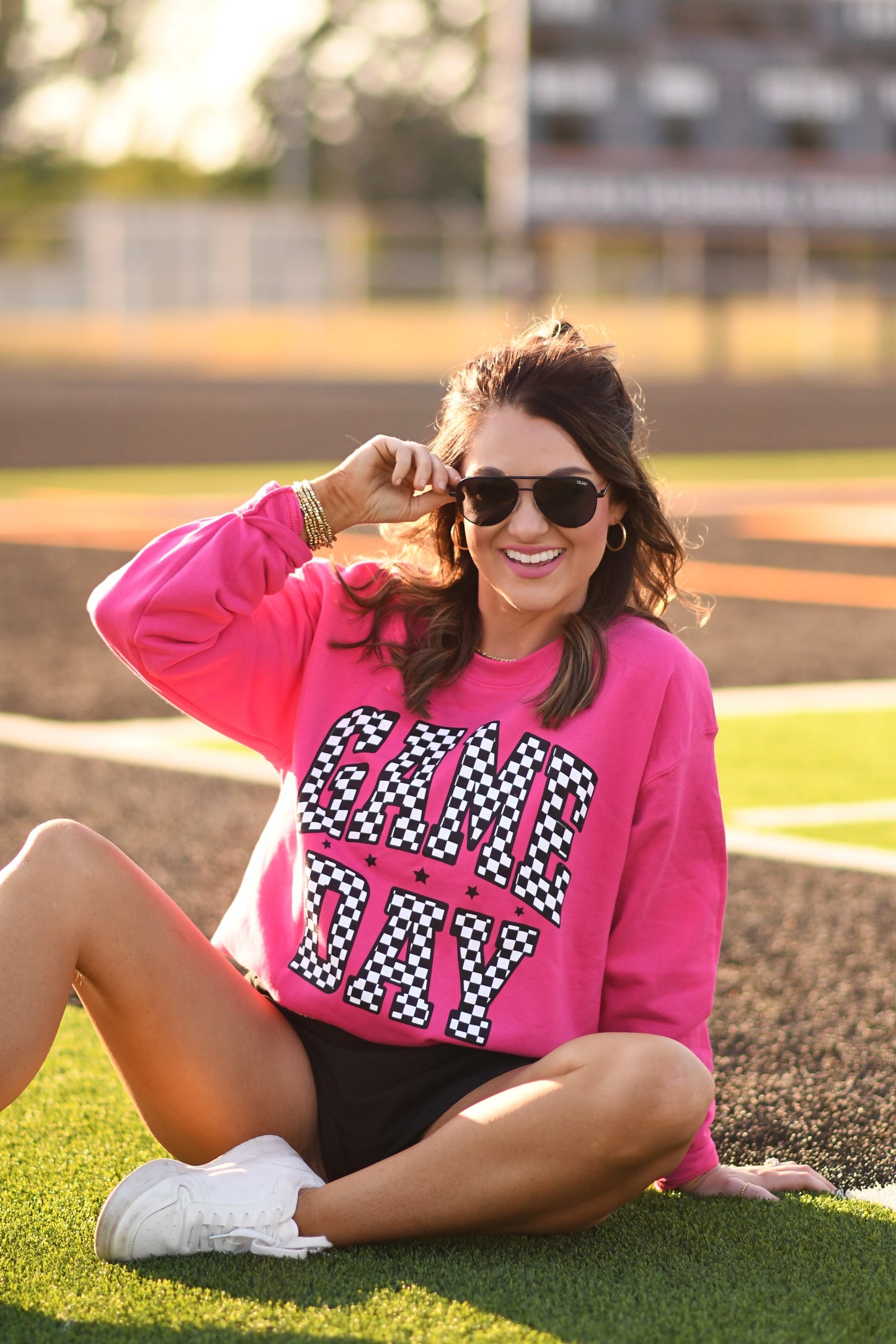 RTS Hot Pink Checkered Game Day Sweatshirt