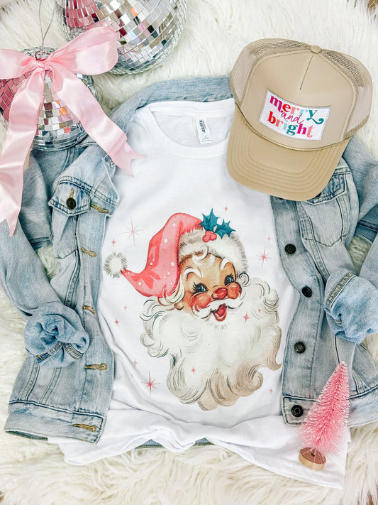 (3X) Pink Retro Santa Tee