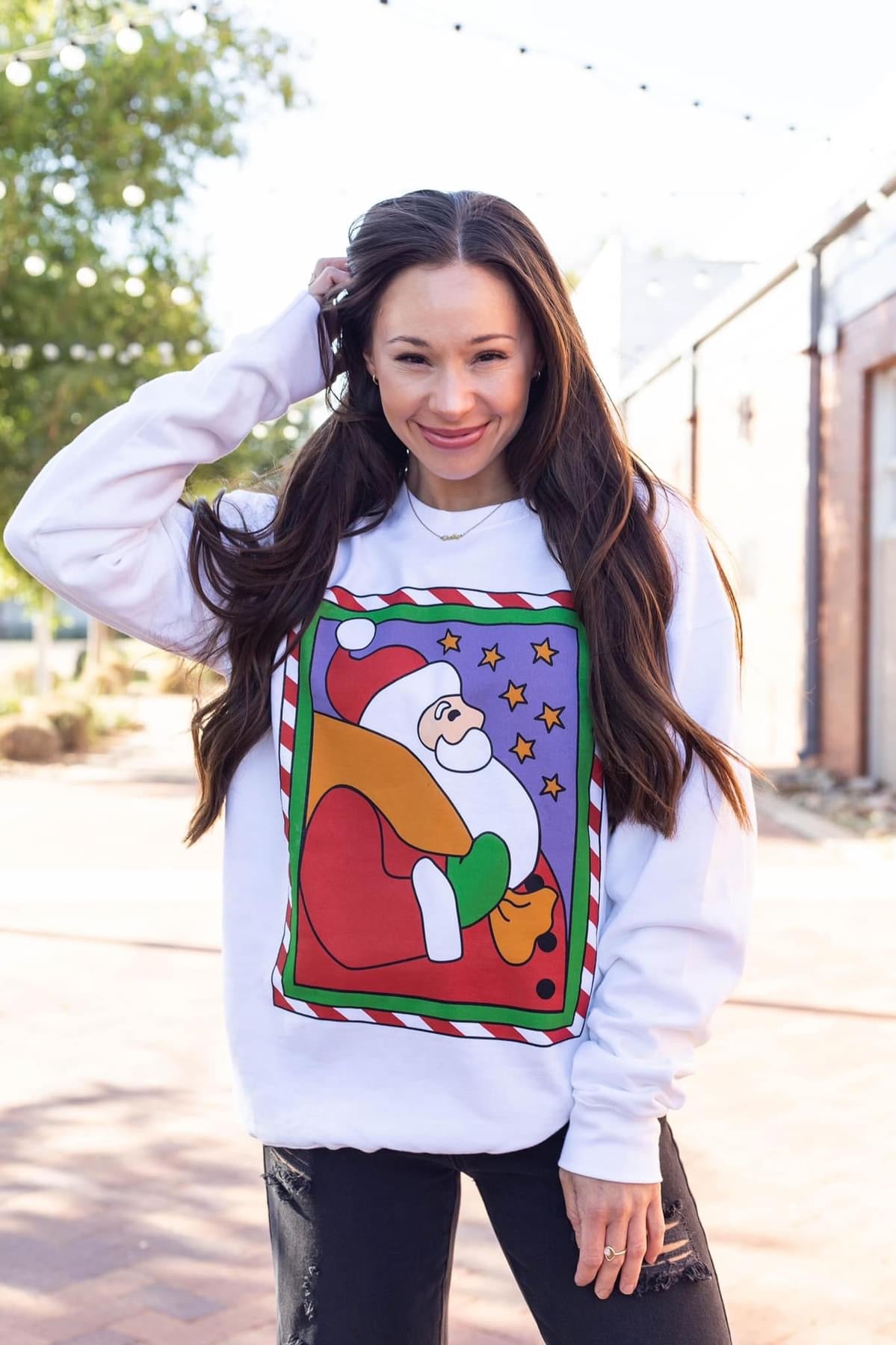 (M & 2X) Retro Santa Sweatshirt