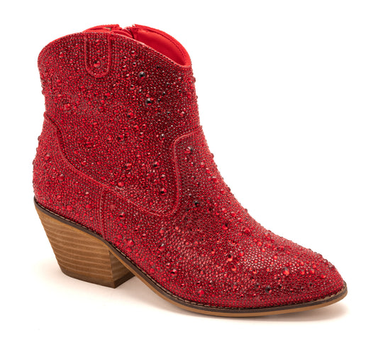 Raider Red Rhinestone Booties